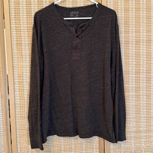 J. Crew Mens XL  Long Sleeve Henley Shirt Charcoal Gray Activewear Outdoor Relax